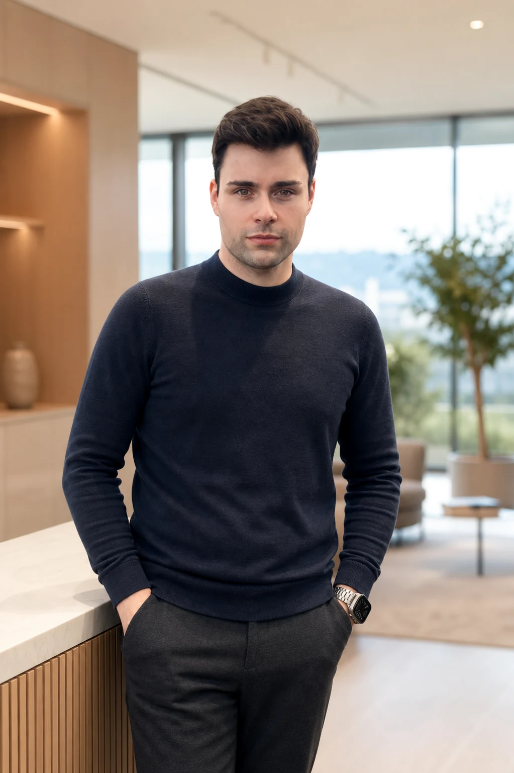 Kevin Geiger, founder of Tirion, in a bright modern automation consulting environment